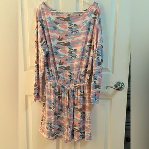 Luna Tuccini Pink Camouflage Print Longsleeve Romper